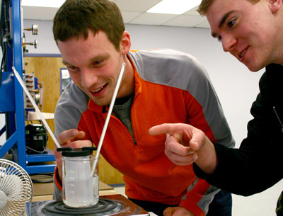 students work in lab