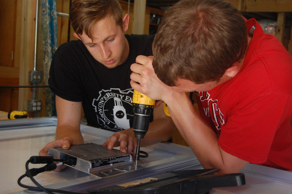 students at work on project