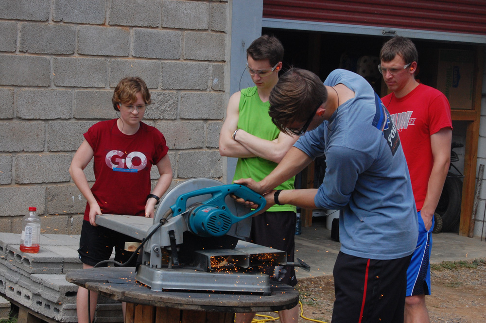 students at work on project