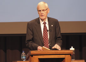 James Patterson speaks Feb. 11 at Union's annual Founders' Day chapel. (Photo by Morris Abernathy)