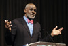 3/14/03 - NFL Hall of Famer and Minnesota Supreme Court Justice Alan Page presents a chapel addresses on education, character and race relations shortly before his address at the Union Forum.
