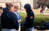 3/25/03 - Union's Meredith Erlandson (left), Heather Moellman (center) and Stacy Storey pray for the students of Eastern Illinois University.