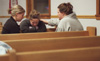 3/25/03 - Union students Heather Moellman (left) and Meredith Erlandson (right) pray with an Eastern Illinois University student (center) during GO Illinois.