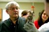 11/14/08 - Biology professor James Huggins gives a presentation on the rescued owl that the Biology department takes care of.  Art students were the attendees of the presentation. - Kristi McMurry