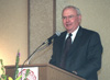 4/25/03 - Taylor University Chancellor Jay Kesler addresses the Union University Board of Trustees at a banquet prior to their formal meeting.
