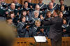 The First Baptist Church Jackson sanctuary choir ministered through music at a citywide prayer service for tornado victims. - Photo by Jim Veneman