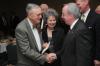 Former Union President Hyran Barefoot and his wife Joyce congratulate President Dockery on being named Jackson Exchange Club's Man of the Year. - Photo by Jim Veneman