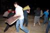 03/74/09 - Andrew Spena, junior music major, and other students participate in a short pillow fight in the Ayers courtyard. 