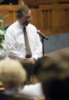 5/7/03 - Union professor Sam Myatt offers up a prayer at the citywide prayer service that was held at First Baptist Church, Jackson.