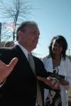 4/17/09 - Union Trustee Kevin Shrum greets Ashley Turner and other Pharmacy students after the groundbreaking for the new academic building for the School of Pharmacy. - Beth Spain