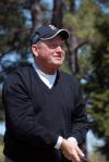 Bob Campbell, member of the board of Union's Trustees, follows his ball down the fairway during Union's first Roy L. White Golf & Gala golf tournament. - Photo by Morris Abernathy
