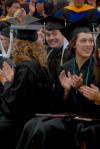 Jonathan Lambach celebrates at spring graduation after receiving his bachelor of arts in Theatre. - Photo by Angela Abbamonte