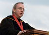 President David S. Dockery addresses the graduates and their families at Spring Graduation 2003. - Photo by Jim Veneman