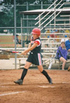 05/146/03 - Crystal Surgalski, second baseman from Herrin, Ill. at the 2003 NAIA Softball World Series in Decatur, Ala. versus the University of Mary.
