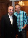08/18/09 - President Dockery visits with Keith Getty prior to the Gettys' performance for the Faculty/Staff Dinner.
