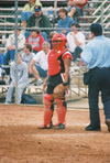05/146/03 - Megan Quarry, catcher from Decatur, Ala. at the 2003 NAIA Softball World Series in Decatur, Ala. versus the University of Mary.