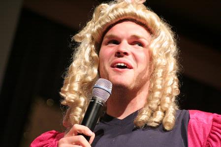 Once of the hosts of the SAC game show dresses up to make the game much more interesting. This annual game show is a way for freshmen to win prizes and have fun.