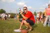 Blake Pennington, new intramural director, calls instructions for the football punt and pass competition that kicked off the fall intramural season. - Photo by Kristi McMurry