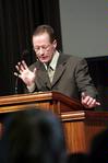 Chuck Lawless, dean of The Billy Graham School of Missions and Evangelism, delivers an address from Luke in chapel. - Photo by Kristi McMurry
