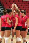 The Lady Bulldog volleyball team prepares for a set against Martin Methodist.  The women won this match 3-0. - Photo by Kristi McMurry