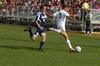 Taylor Mayo clears the ball during the men's soccer match against Reinhardt on Sept. 12 - Photo by Sarah Palmer