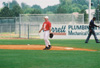 04/116/03 - Brandon Myhand, a 1998 alumnas, plays first base during the 2003 �鶹��Ƶ Baseball Alumni Game.