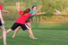 The Onions, an independent intramural team, battle it out with their Zeta opponents in an ultimate frisbee game. - Photo by Kristi McMurry