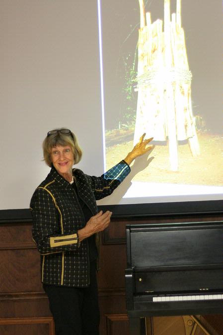 Susana Jones, one of two purchase award winners from the Jackson/Union Sculpture Tour, briefly discusses her work at the JUST reception event.
