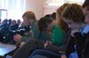Students pray at a chapel service during the Southern Baptists, Evangelicals and the Future of Denominationalism conference.  - Photo by Abby Ott