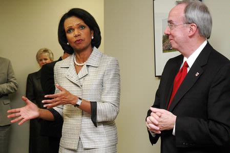 Former Secretary of State Condoleezza Rice answers questions from students and faculty before the 2009 Scholarship Banquet.