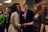 Secretary Rice greets Union student Leigh Andrews, junior nursing major, prior to her address at the 2009 Scholarship Banquet. - Photo by Abby Ott