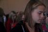 Erin Stephens, freshman TESL major, bows her head for the prayer opening chapel.   - Photo by Megan Bailey