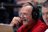 Gerry Neese, the long time voice of the Union basketball teams, does play by play as the lady bulldogs battle Vanderbilt in an exhibition game Friday, Oct. 30. - Photo by Beth Spain
