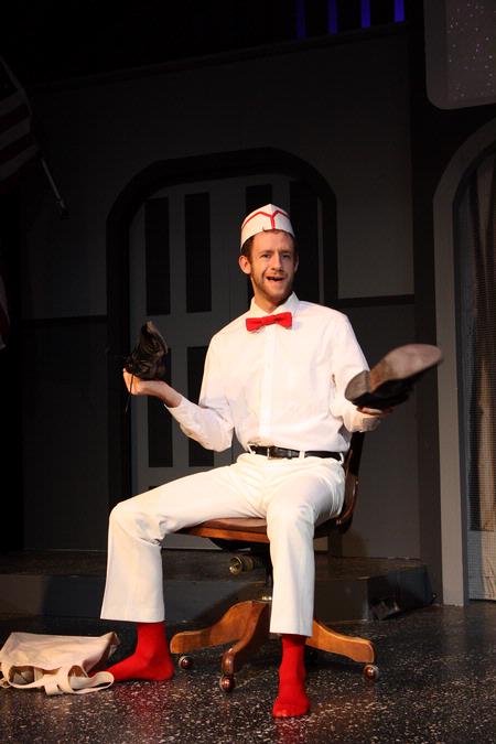 
Billy, played by Chad Hoy, junior theater major, attempts to woo Charlie with his 'atomic feet' in the Union University Players' production of "Zombies from the Beyond."