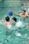 Lambda Chi and the SAE Goats compete in an intramural water polo tournament.  - Photo by Kristi McMurry