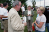 President David S. Dockery talks with Emily Chapman at a Steven Curtis Chapman Brown Bag concert sponsored by Union in Franklin, Tenn. - Photo by Jim Veneman
