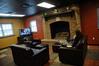 Students can enjoy a nice warm fire in the Bowld Student Commons. - Photo by Morris Abernathy