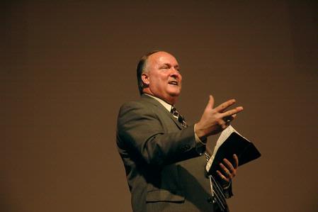 Jerry N. Tidwell, Senior VP of Church Relations for Union University, speaks to students about maintaining their "faith song" during chapel on February 10, 2010.
