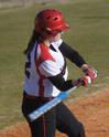 Amber Hayes, junior nursing major, swings the bat during a game Missouri Baptist University. The Lady Bulldogs won both games in the double header.  - Photo by Morris Abernathy