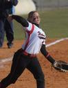 Hailee Edwards, sophomore learning foundations major, pitches in a game against Missouri Baptist University.  - Photo by Morris Abernathy