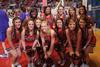Union's cheerleaders take a break from cheering for the Lady Bulldogs in Game 1 of the NAIA Women's Basketball National Tournament against Southwestern Assemblies of God University. - Photo by Morris Abernathy