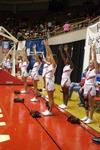 The Union University cheerleaders keep the morale high during the Second Round game of the NAIA National Tournament against Southern Polytechnic State University. The Lady Bulldogs won 70-47. - Photo by Lauren Laster