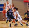 03/22/10 - Jessica Graves, senior journalism major, goes after the ball in the Semifinals of the NAIA National Tournament against Oklahoma City University. The Lady Bulldogs advanced to the finals with a win of 63-61.