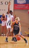 03/81/10 - Lavanda Ross, sophomore accounting major, plays defense against Oklahoma City University in the Semifinals of the NAIA National Tournament. The Lady Bulldogs advanced to the championship game with a win of 63-61.