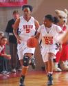 03/81/10 - Sophomores Stacey Conway and Lavanda Ross run down the court in the Semifinals of the NAIA National Tournament against Oklahoma City University. The Lady Bulldogs advanced to the championship game with a win of 63-61.