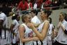 03/82/10 - Kayla Hudson, junior political science major, and Kaitlin Dudley, senior physical education and health major, celebrate after their victory over Azusa Pacific University that made them the NAIA Division I National Champions. 