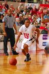 03/82/10 - Lavanda Ross, sophomore accounting major, dribbles the ball down the court in the Championship game of the NAIA National Tournament. The Lady Bulldogs defeated Azusa Pacific University 73-65. 