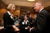 Claire Elmblad, junior engineering major, and Libby Ford, senior accounting major, talk with Rod Parker, chairman of the board of trustees for Union University and representative from Northwestern Mutual, at the rising stars breakfast preceding the Job Market. - Photo by Angela Abbamonte