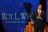 Tim Tebow speaks to the audience about what brings meaning to his life during Roy L. White Legacy Golf and Gala, April 19. - Photo by Beth Spain