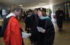 5/7/10 - Teresa West, professor of psychology and department chair congratulates Dr. Ray Van Neste after the he received the Faculty of the Year award.